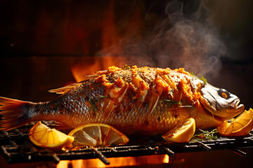 grilled fish with lemon