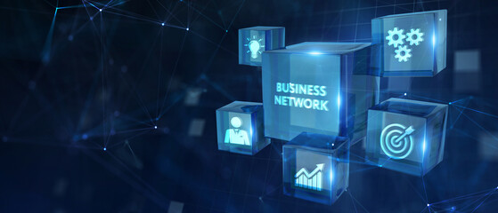 Wall Mural - business, technology, internet and network concept. online business network. 3d illustration
