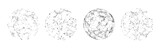 Fototapeta Do przedpokoju - Set of abstract spheres from points and lines on a white background. Network connection structure. Big data visualization. Vector illustration.