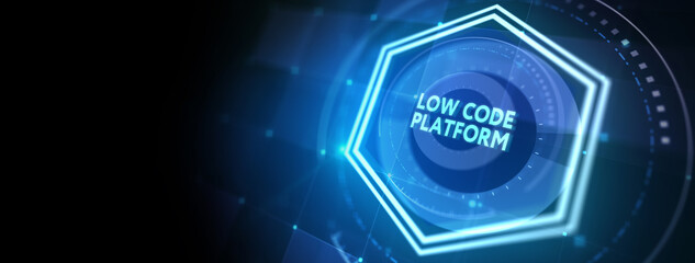 Low Code software development platform technology concept. 3d illustration