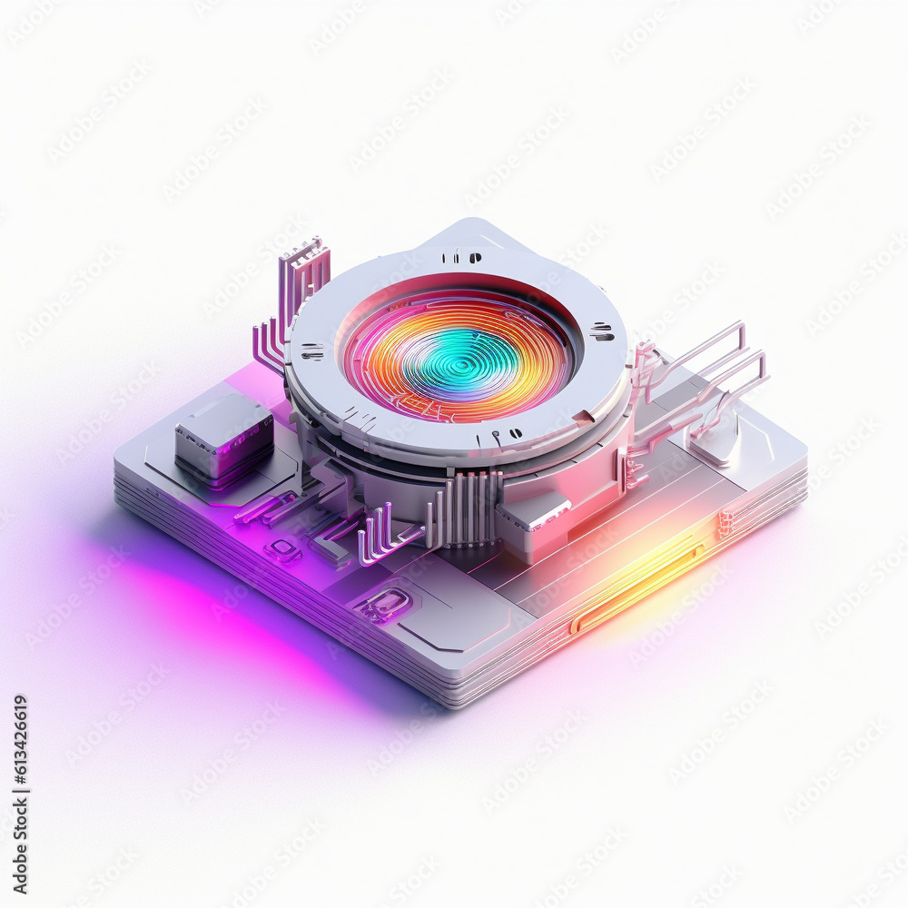 Ilustração Isometric Supercomputer CPU Chip Processor Quantum Computer ...
