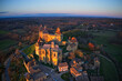 an aerial view, from the fortified castle of Biron, Lot-et-Garonne, France.
