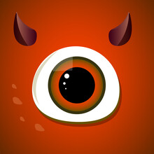 Cartoon Monster Red Devil Big Eye