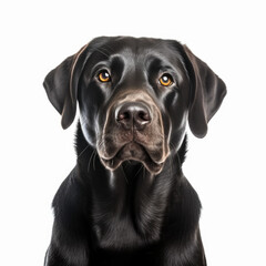 Wall Mural - black labrador portrait dog isolated on a white background, ai generative