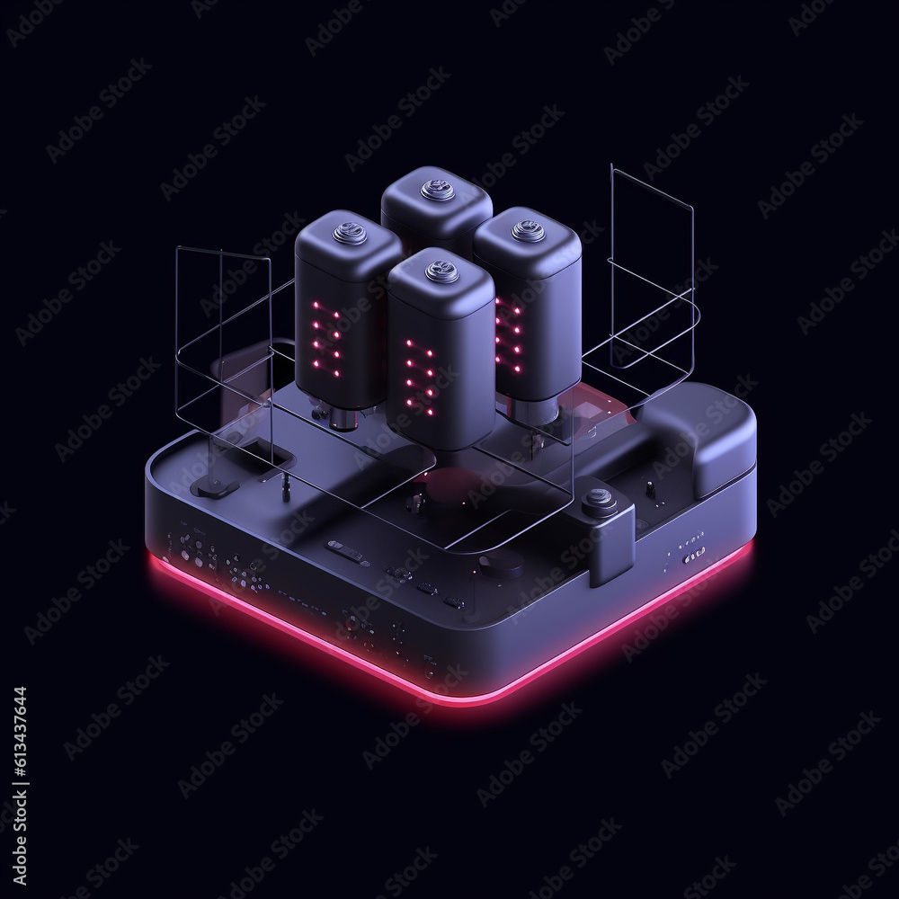 Isometric Supercomputer CPU Chip Processor Quantum Computer Science ...