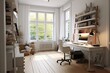 © Areerat - White room with desk and chair for space work space and relax time. Generative Ai