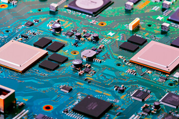 Poster - Electronic circuit board close up.	