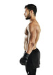 © Khushboo Sumeet/peopleimages.com - Isolated man, boxing profile and shirtless with gloves, fitness and ready by transparent png background. Male athlete, boxer or mma fighter with focus, mindset and martial arts with workout for sport