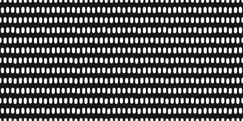 Fototapete - White dots, vector repeating grid. Vector simple pattern, for print and interior. Simple pattern, alternating shapes. Repeating grid, dots ovals on a black canvas.