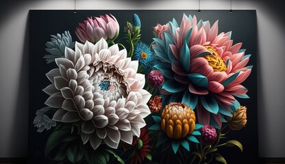 Wall Mural - 3d colorful flowers wall decor 4k wallpaper, 3D wallpaper for home interior classic decorations background Flowers Classic background 