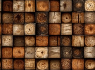 Wall Mural - Wood texture with square patterns, background. High quality. SEAMLESS PATTERN. Created with Generative AI technology.