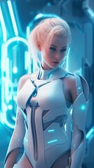 Wall Mural - Futuristic design of Blonde character illustration. Colorful modern style art. Generative AI