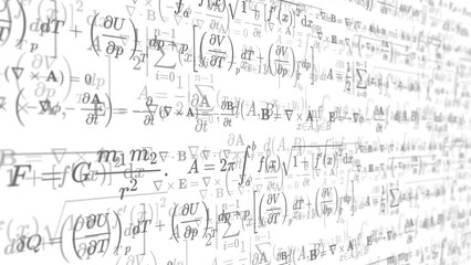 Wall Mural - white background with school formulas.education at school.illustration .