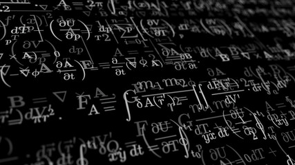 Wall Mural - black background with school formulas. education at school. illustration.