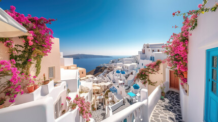 Beautiful view of Santorini, Greece. Created with Generative AI technology