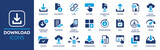 Fototapeta  - Download icon set. Containing upload, document, link, download file, folder, data and PDF icons. Solid icon collection. Vector illustration.