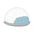 geodesic dome made of glass. Touristic hand drawn colored icon for glamping vacation.