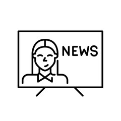 Wall Mural - tv channel. woman presenting news. pixel perfect, editable stroke simple icon