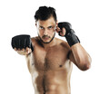 © Khushboo Sumeet/peopleimages.com - Isolated man, mma and punch in portrait with power, guard or training by transparent png background. Fighter guy, conflict or gloves for boxing club, fight or martial arts with fist, sport or fitness