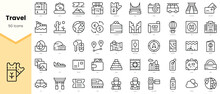 Set Of Travel Icons. Simple Line Art Style Icons Pack. Vector Illustration