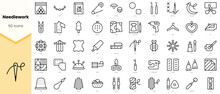 Set Of Needlework Icons. Simple Line Art Style Icons Pack. Vector Illustration