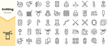 Set Of Knitting Icons. Simple Line Art Style Icons Pack. Vector Illustration