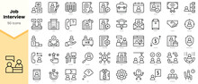 Set Of Job Interview Icons. Simple Line Art Style Icons Pack. Vector Illustration