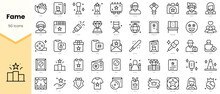 Set Of Fame Icons. Simple Line Art Style Icons Pack. Vector Illustration