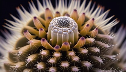 Wall Mural - mammillaria elongata cactus, up close and personal. generative ai