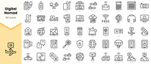 Set of digital nomad Icons. Simple line art style icons pack. Vector illustration
