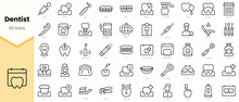 Set Of Dentist Icons. Simple Line Art Style Icons Pack. Vector Illustration