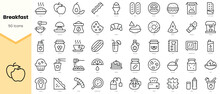 Set Of Breakfast Icons. Simple Line Art Style Icons Pack. Vector Illustration