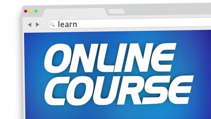 Online Course Digital Learning Website Browser Search Screen 3d Animation