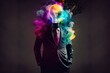 © Олег Фадеев - Businessman with colorful smoke and light bulb head concept on dark background