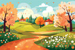 spring season flat design vector illustration, spring season background vector illustration