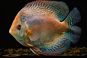 Canvas Print - Symphysodon discus fish from spieces aquarium Generative AI