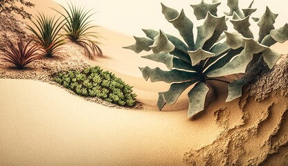 Wall Mural - tropical landscape with sand and sky in close-up generative ai