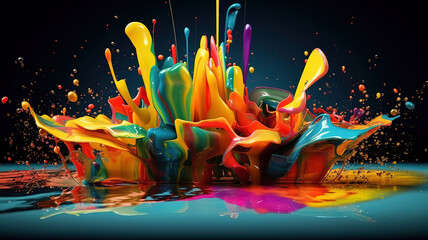 Wall Mural - abstract paint splash, bright color. generative ai