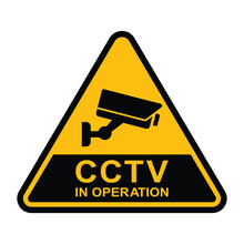 Security Camera Icon, Video Surveillance, Cctv Sign. Yellow Triangle Indicating Camera Operation. Surveillance Camera,monitoring, Safety Home Protection System. Fixed CCTV, Security Camera Icon Vector
