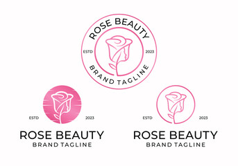 Poster - Creative flower rose with women face for beauty logo design