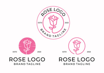 Poster - Creative flower rose logo line art design