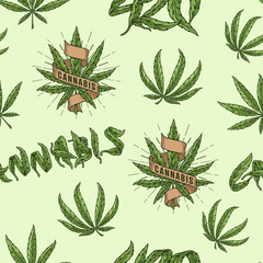 Poster - Cannabis leafs colorful seamless pattern