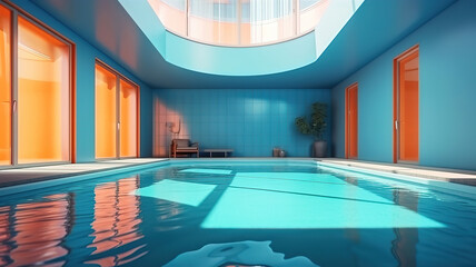 Wall Mural - A relaxing backyard swimming pool. Generative Ai