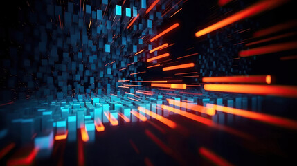 Modern digital abstract 3D background. Can be used in the description of network abilities, technological processes, digital storages, science, education, etc. Copy space