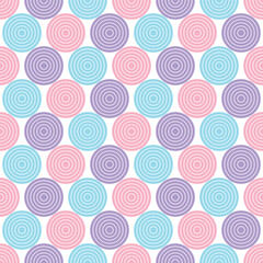 Wall Mural - Cute Patel Blue Pink and Violet Bullseye Target Circle Seamless Vector Repeat Pattern