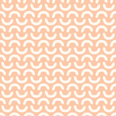 Wall Mural - Orange Pastel Curved Line Motif Seamless Vector Repeat Pattern