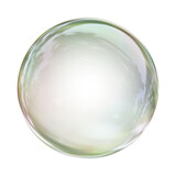 Realistic soap bubble or water droplet. Glass and glossy sphere in 3d rendering.