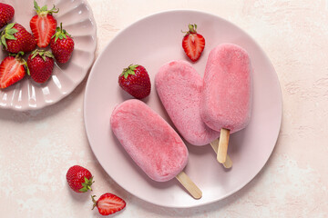 Canvas Print - refreshing creamy berries popsicles