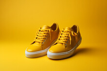 Minimalistic Elegance: Clean And Simple Yellow Sneaker Steals The Spotlight. Generative AI