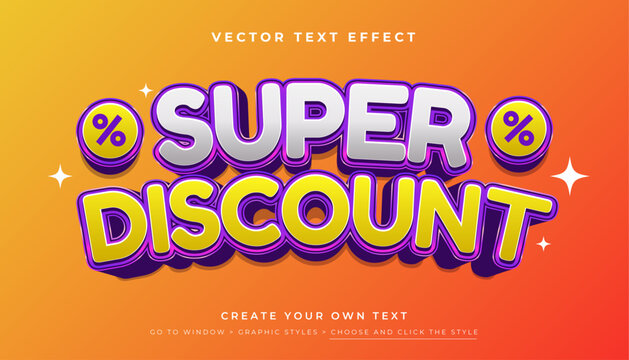 3D Discount Sale Text Effect Graphic Styles, Vector